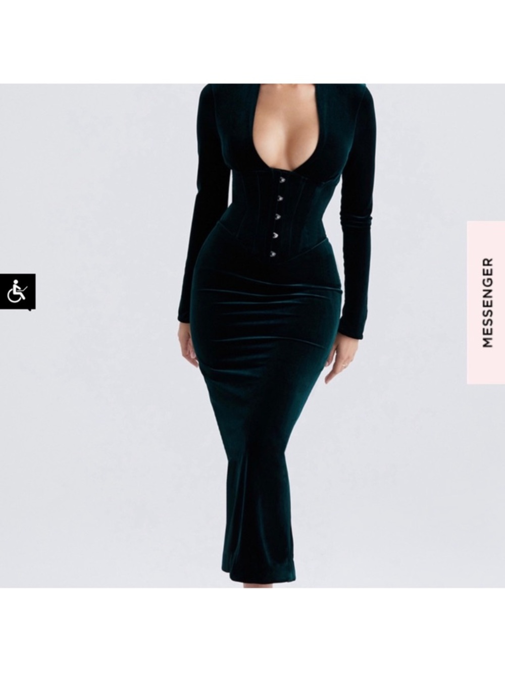 House of CB Black Velvet Corset-Style Midi Dress